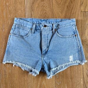 Wrangler Light Blue Frayed Hem Denim Shorts
